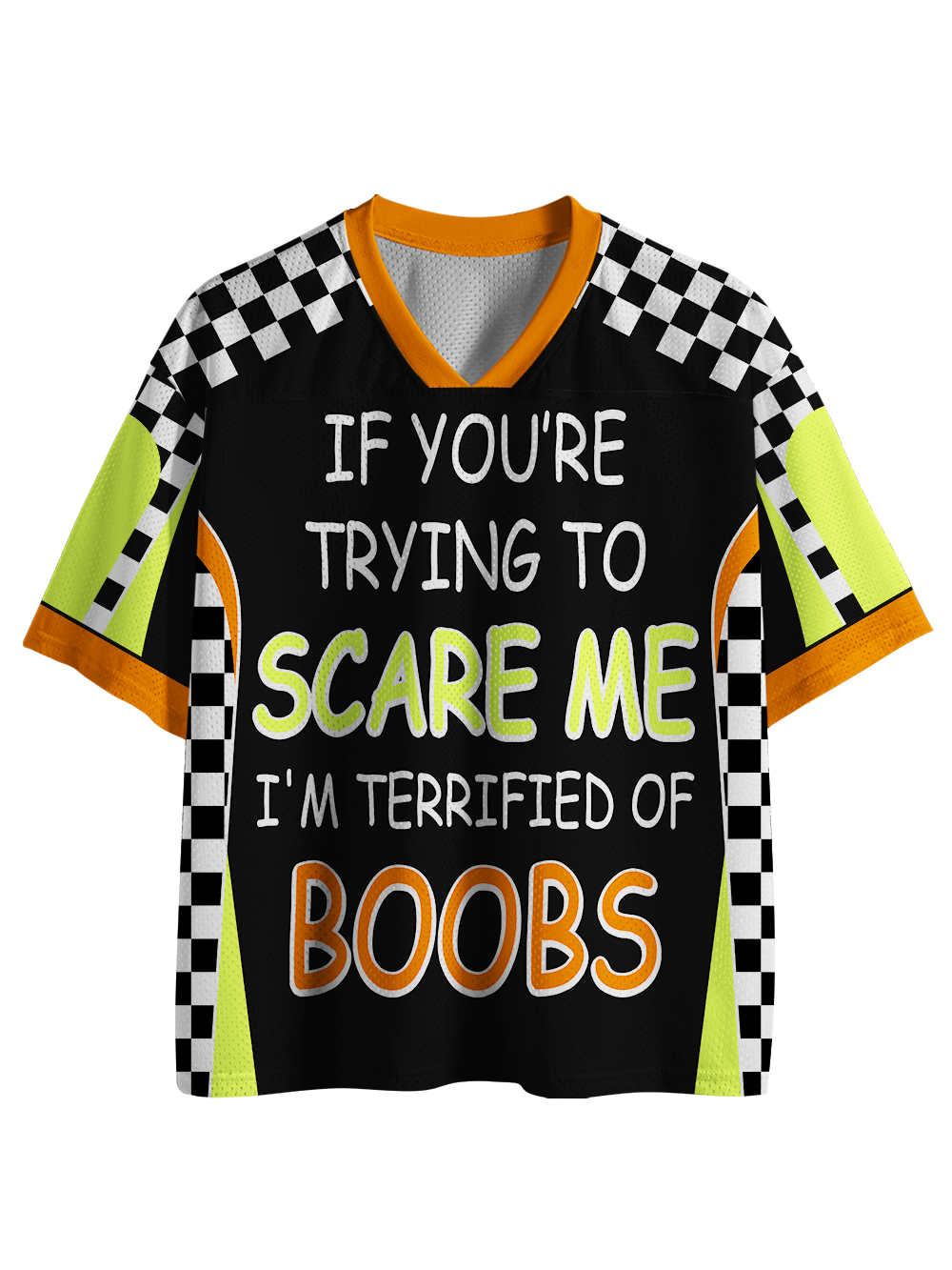 CHECKERED SLOGAN MESH JERSEY