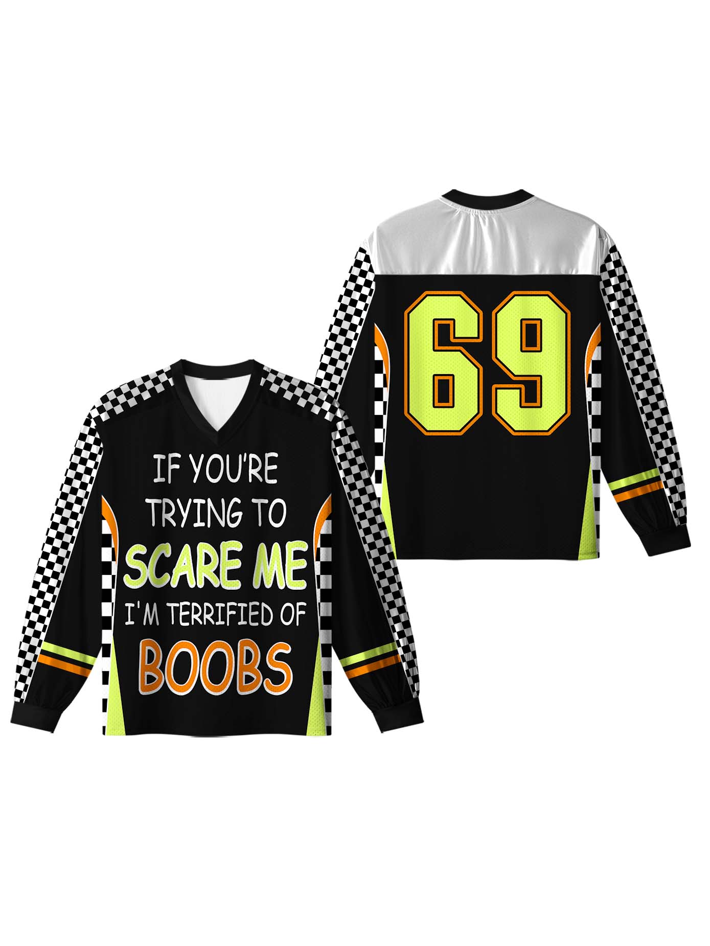 CHECKERED SLOGAN LONG SLEEVE JERSEY