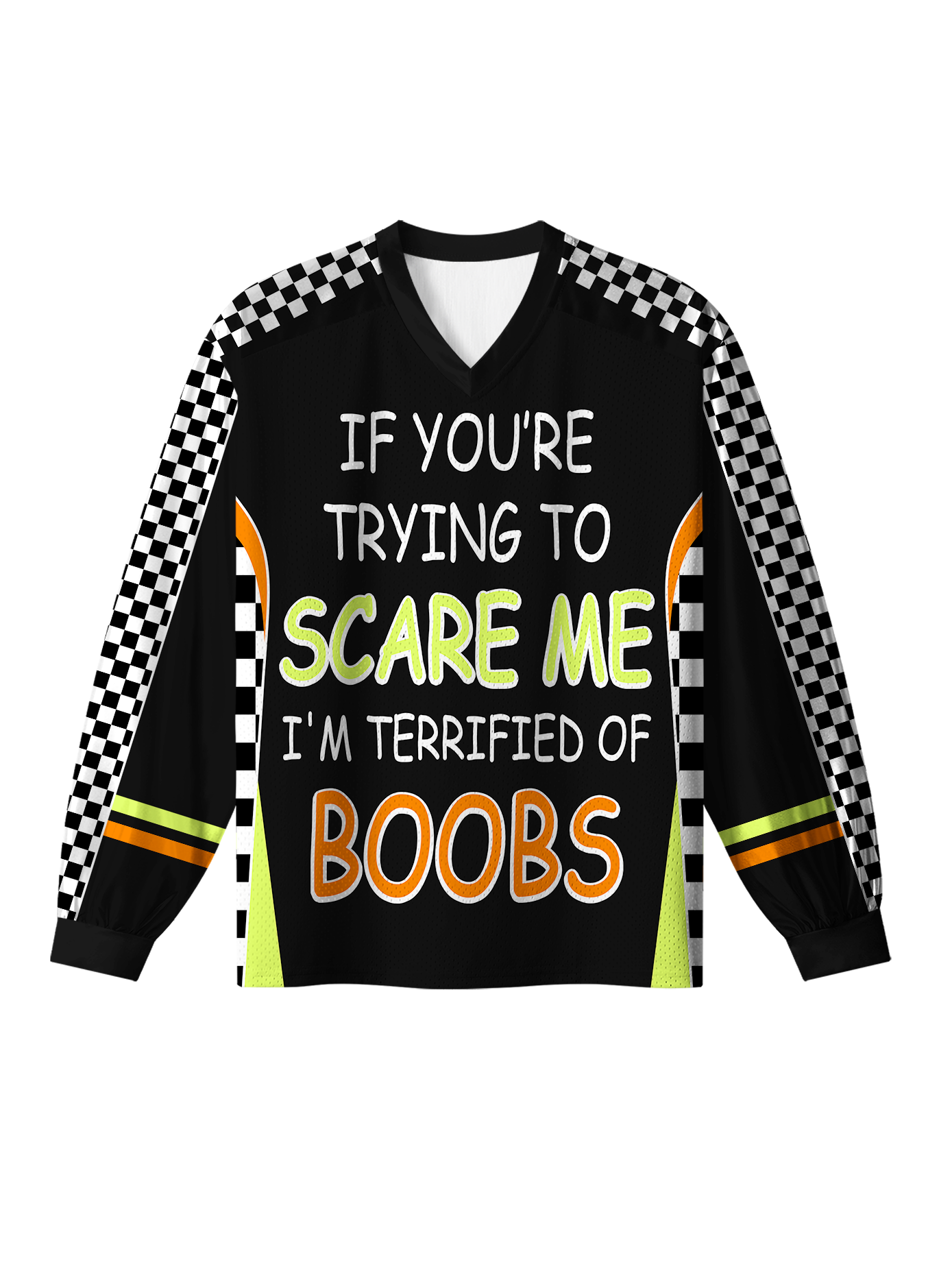 CHECKERED SLOGAN LONG SLEEVE JERSEY