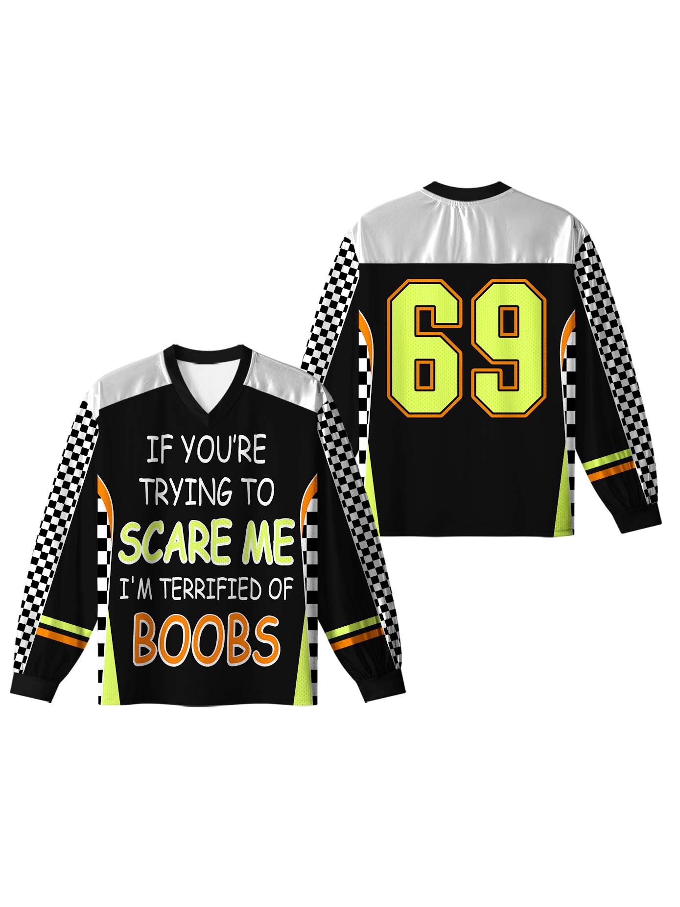 CHECKERED SLOGAN LONG SLEEVE JERSEY
