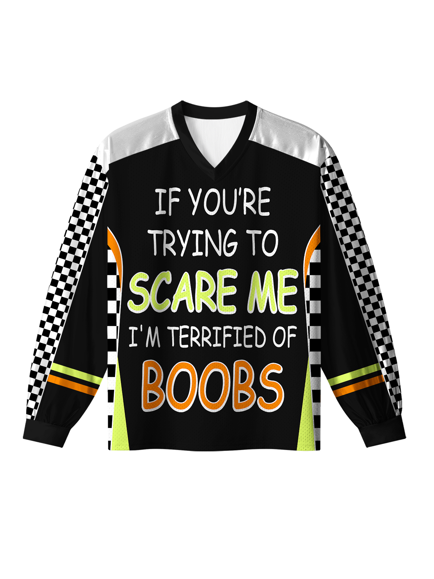 CHECKERED SLOGAN LONG SLEEVE JERSEY
