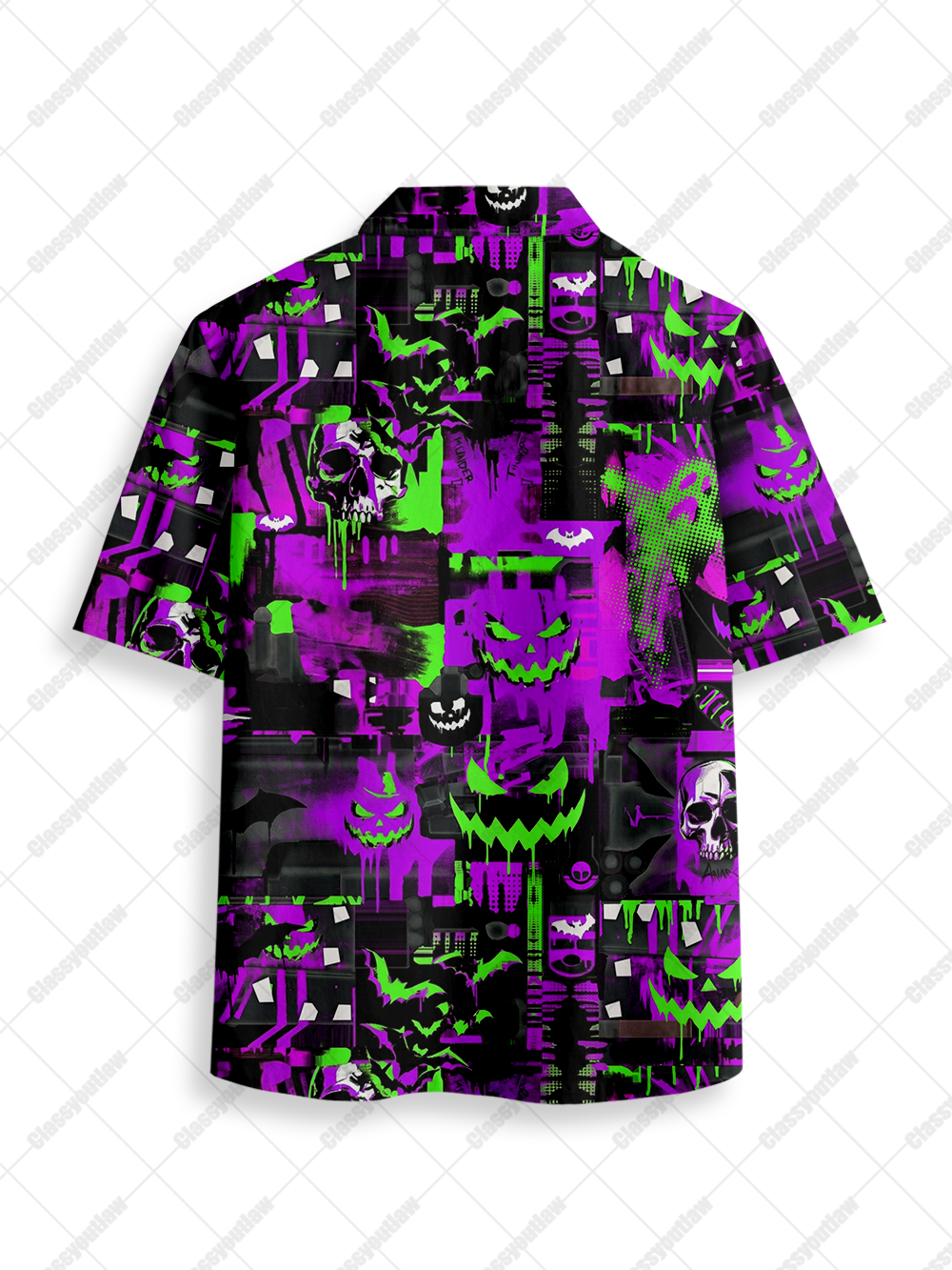 HALLOWEEN GRAFFITI BUTTON UP POCKET SHIRT
