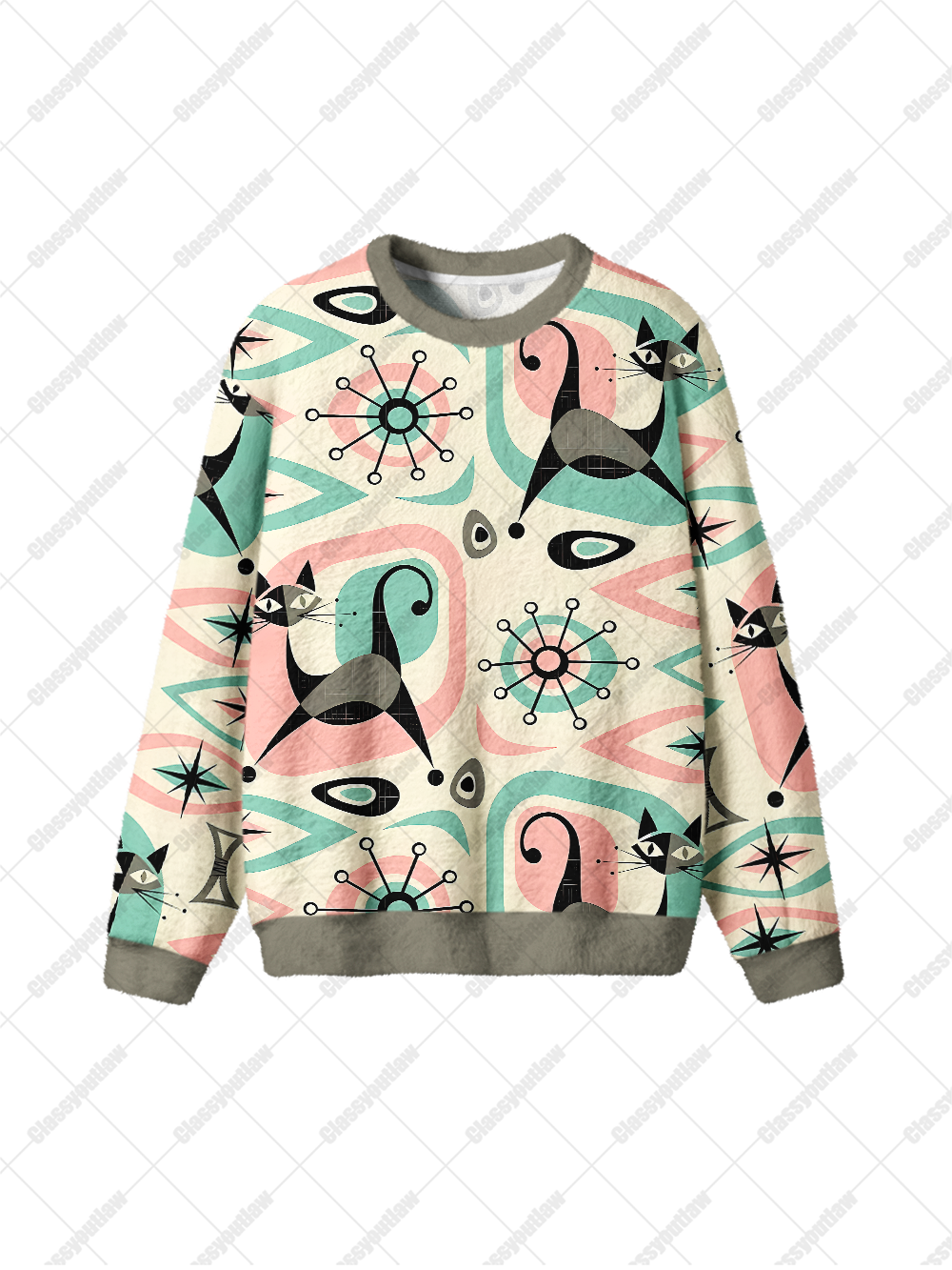FUTURISTIC CATS KNIT SWEATSHIRT