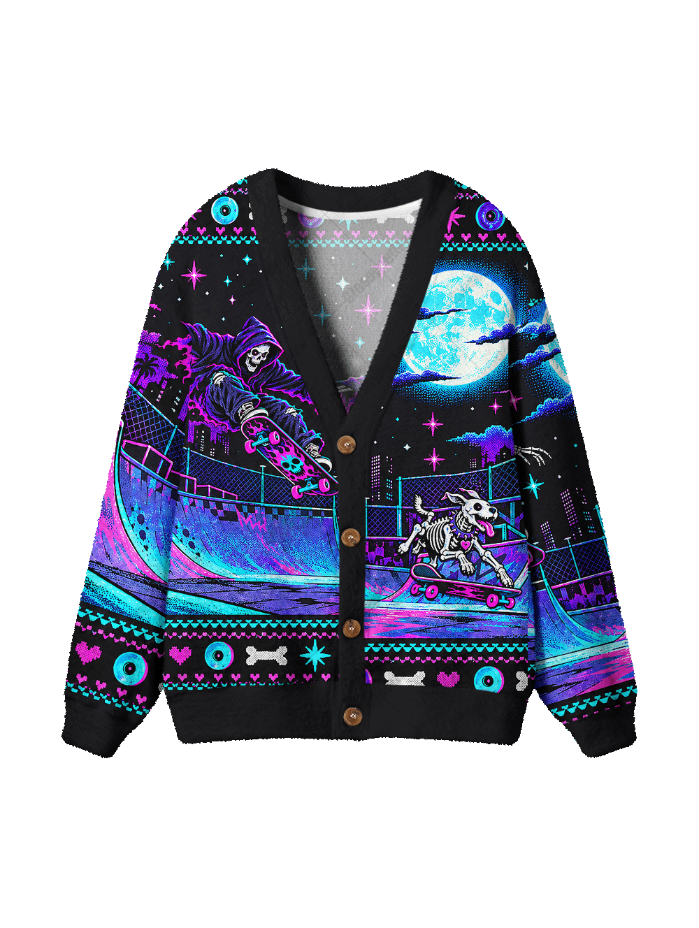 SKATE SKELETON UGLY CARDIGAN SWEATERS