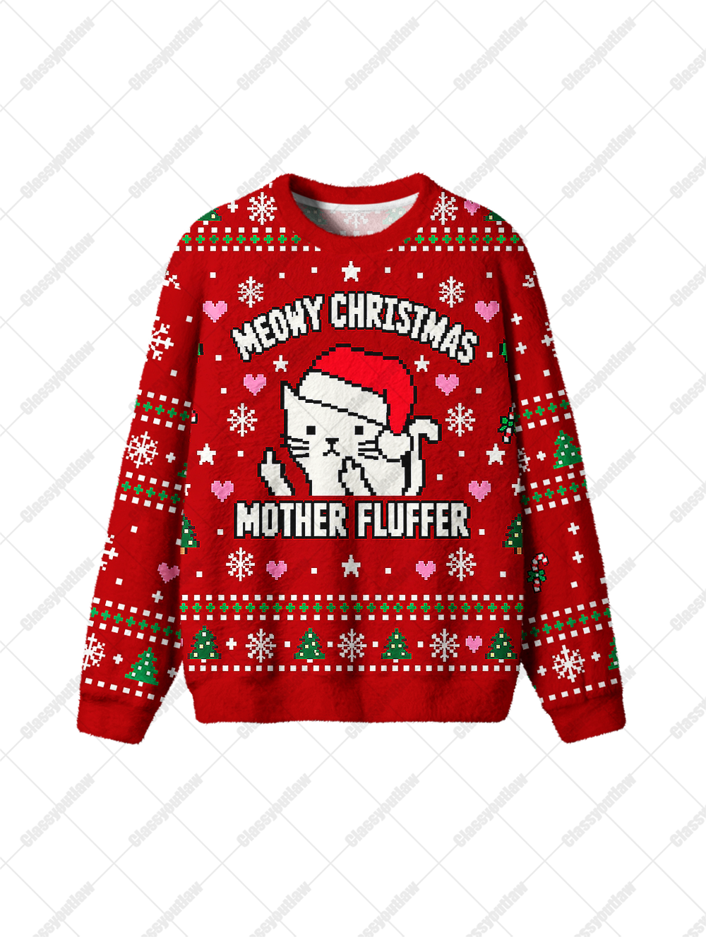 MEOWY FLUFFER CAT UGLY CHRISTMAS SWEATSHIRT