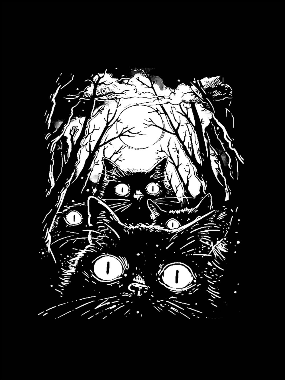 Moonlit Cat Gaze Washed Tshirt