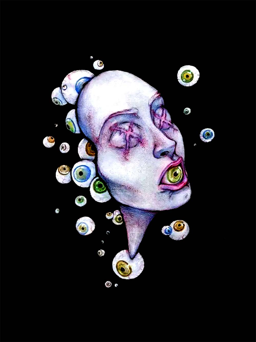 Surreal Eyeball Visions Washed Tshirt