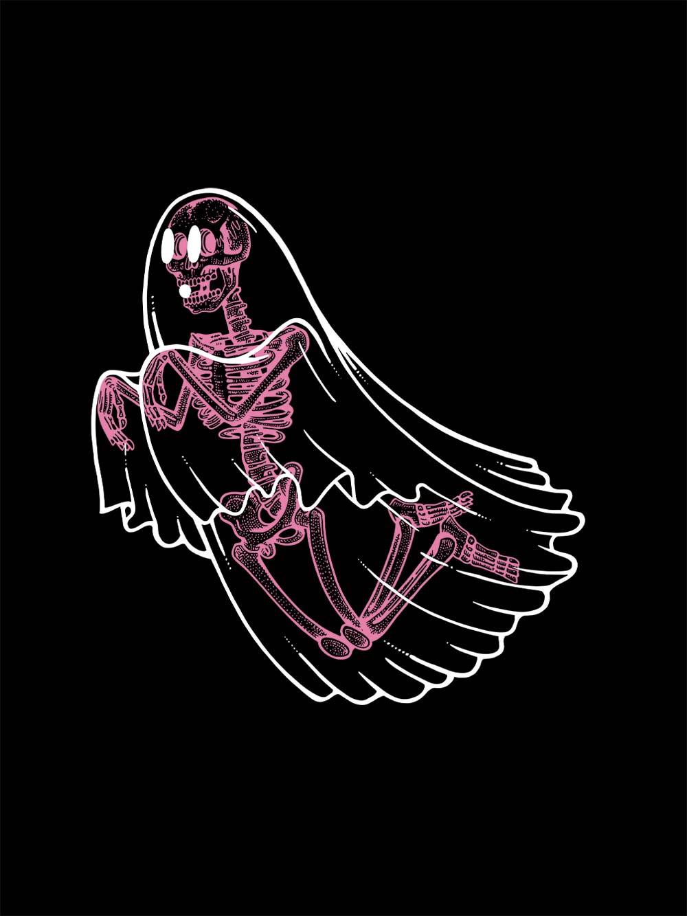 Ghostly Skeleton Veil Washed Tshirt
