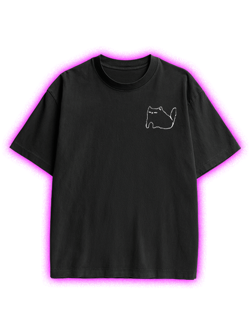 Ibuprofen Cat Double Sided Print Washed TShirt