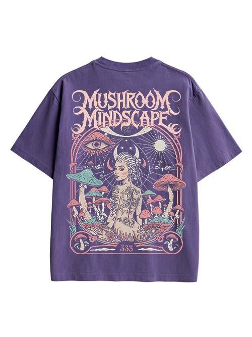 Mushroom Mindscape Double Sided Print Washed TShirt