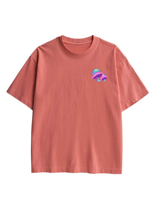 Mushroom Double Sided Print Washed TShirt