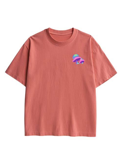 Mushroom Double Sided Print Washed TShirt