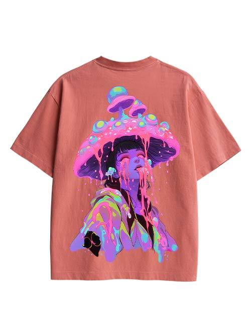 Mushroom Double Sided Print Washed TShirt