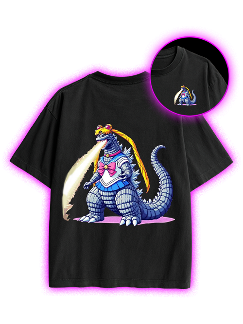 Sailor Godzilla Double Sided Print Washed TShirt