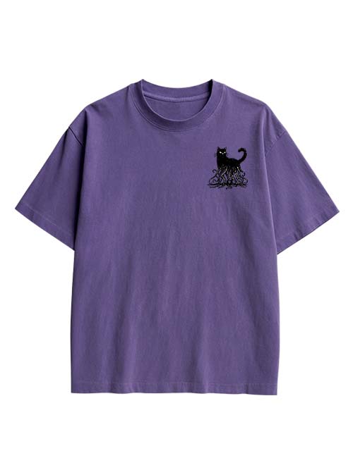 Octopus Tentacle Cat Double Sided Print Washed TShirt