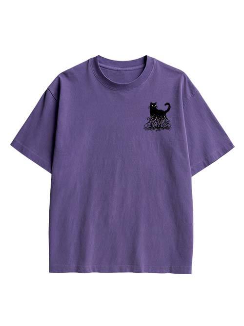 Octopus Tentacle Cat Double Sided Print Washed TShirt