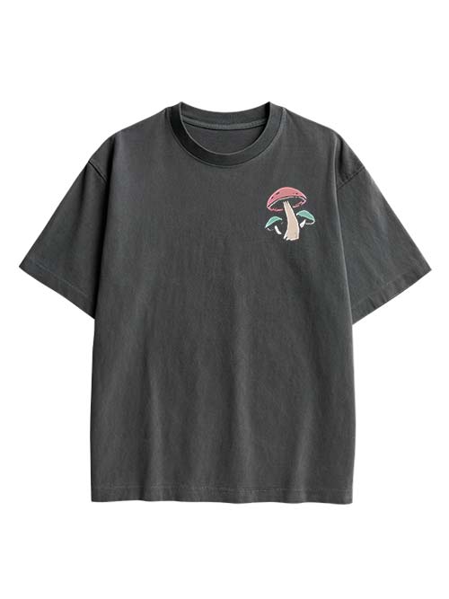 Mushroom Mindscape Double Sided Print Washed TShirt