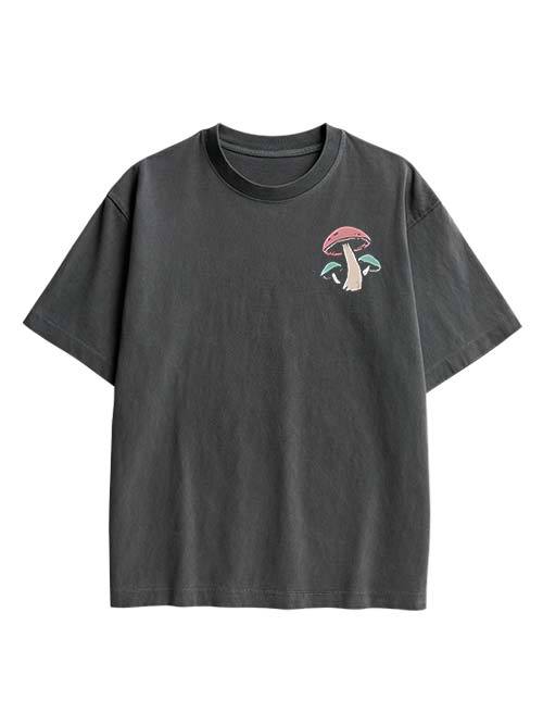 Mushroom Mindscape Double Sided Print Washed TShirt