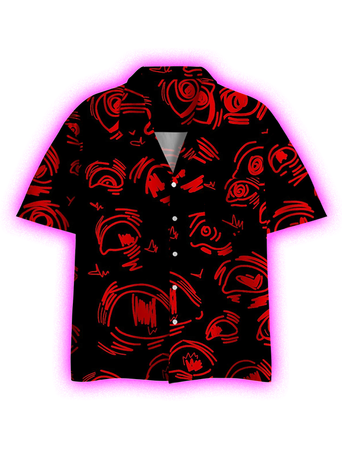 NEON EYES BUTTON UP POCKET SHIRT