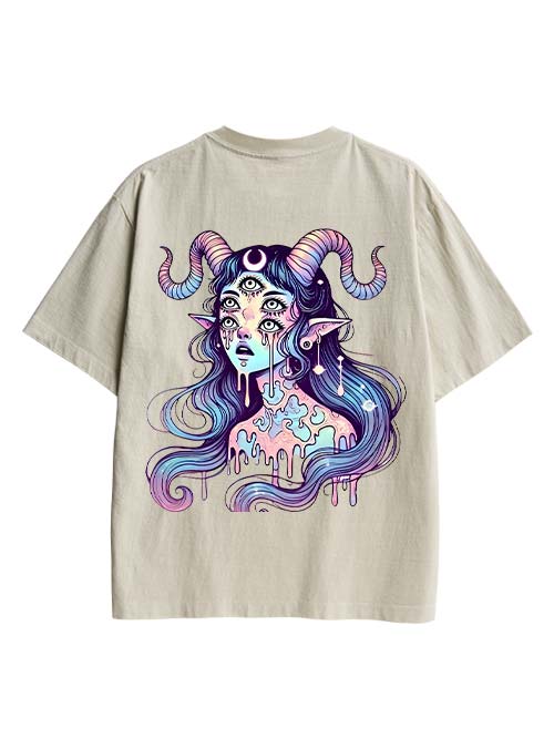 Mystic Melting Siren Double Sided Print Washed TShirt