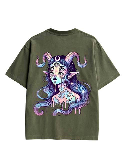 Mystic Melting Siren Double Sided Print Washed TShirt