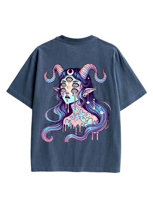 Mystic Melting Siren Double Sided Print Washed TShirt