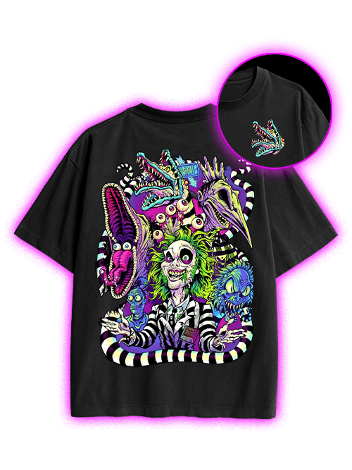 Clown Double Sided Print Washed TShirt