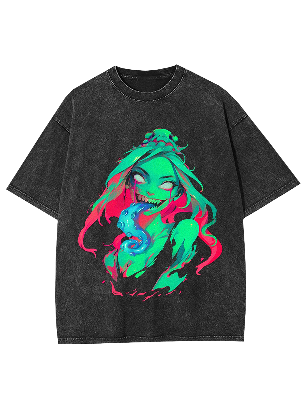 Tentacles Evil Girl Washed Tshirt