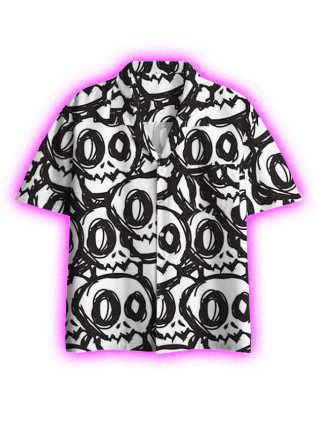 SKULL CHAOS BUTTON UP POCKET SHIRT