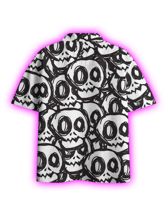 SKULL CHAOS BUTTON UP POCKET SHIRT