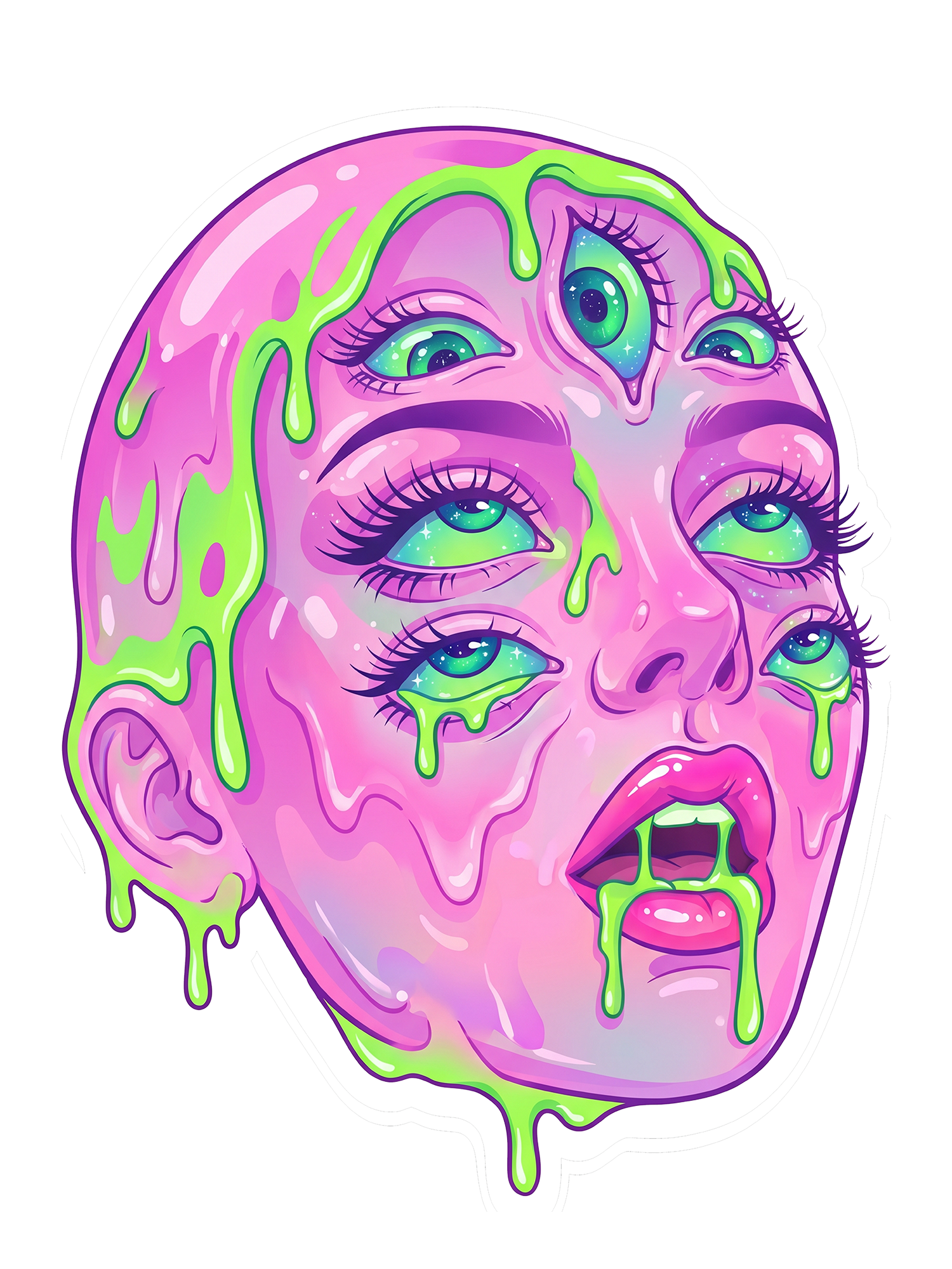 Trippy Multi-Eye Horror Art Washed Tshirt