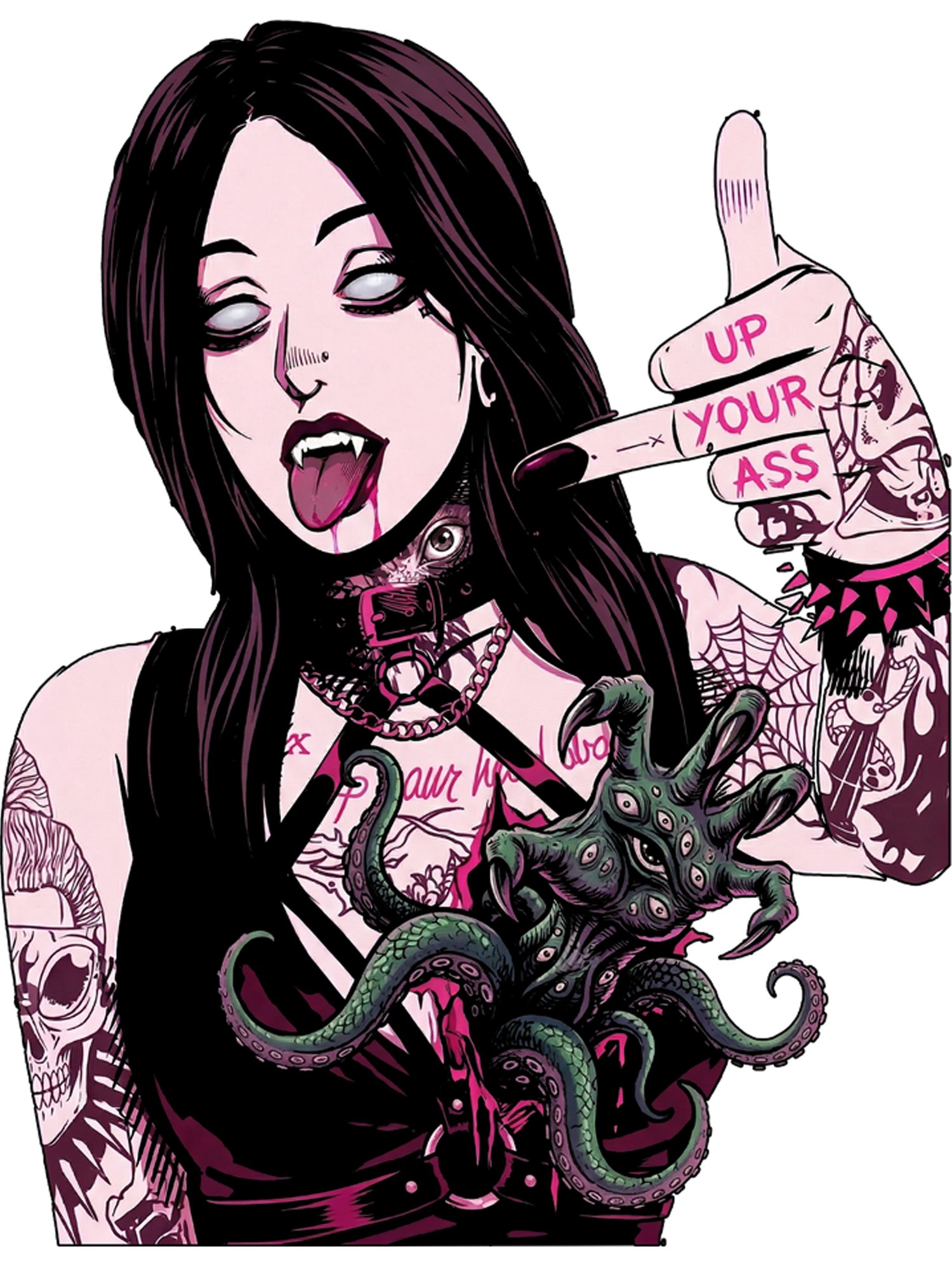 Octo Kiss – Darkcore Bad Attitude Washed Tshirt