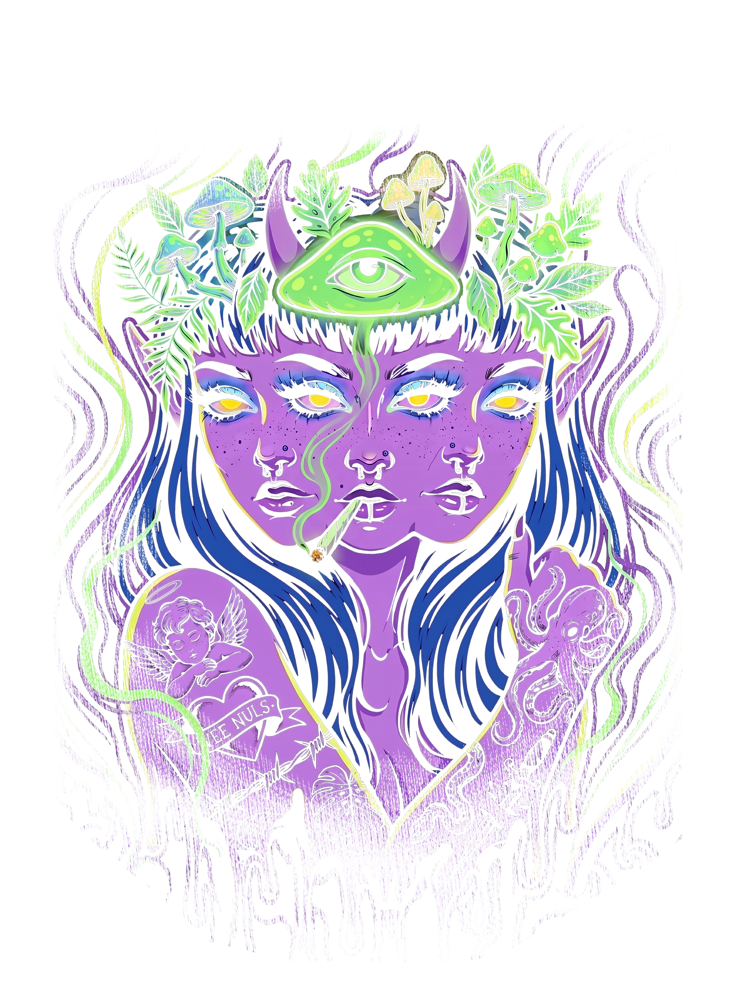TRIPLE HEADED SHAMAN WASHED TSHIRT