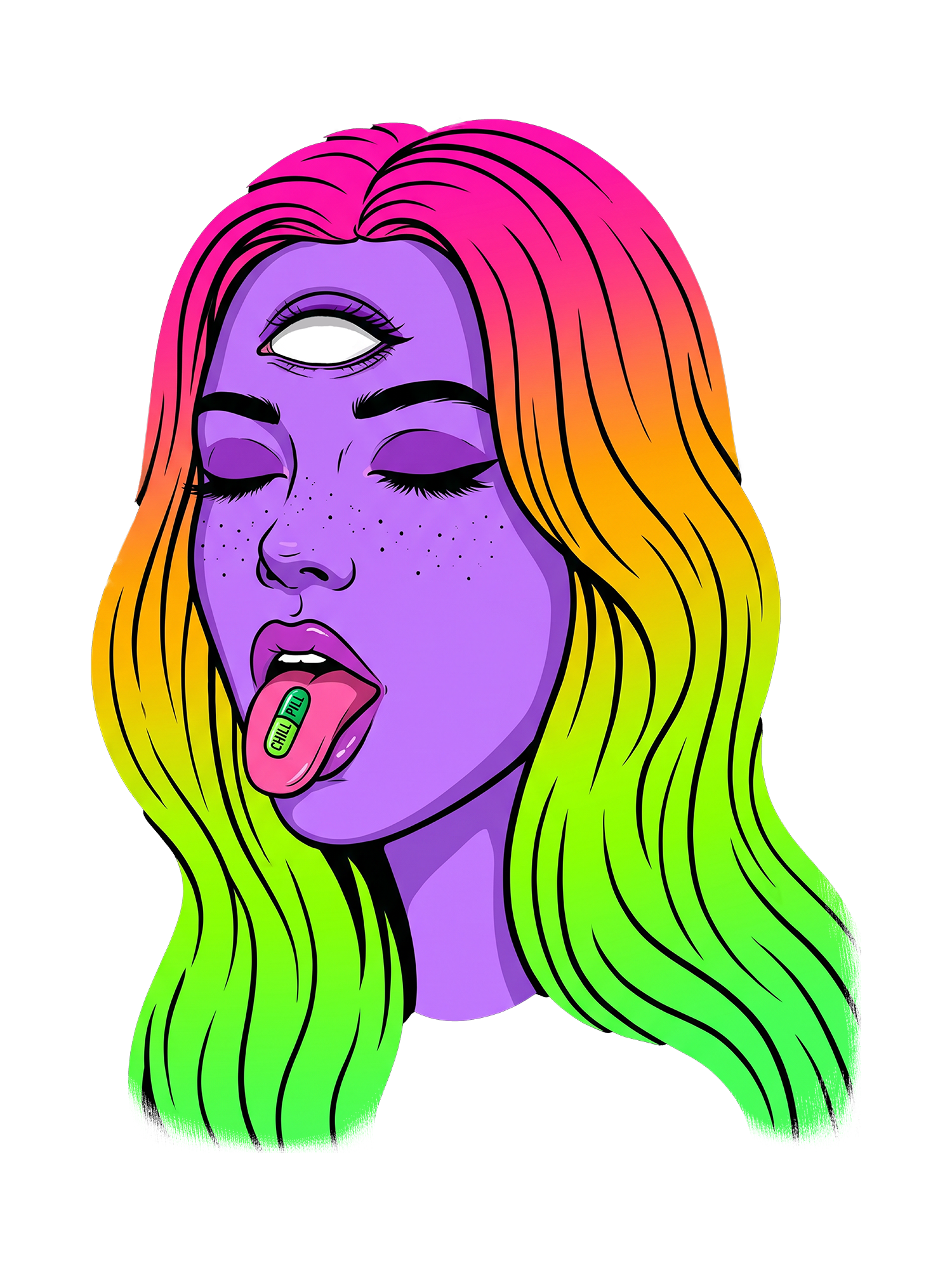 TRIPPY THIRD EYE RAINBOW GIRL WASHED TSHIRT