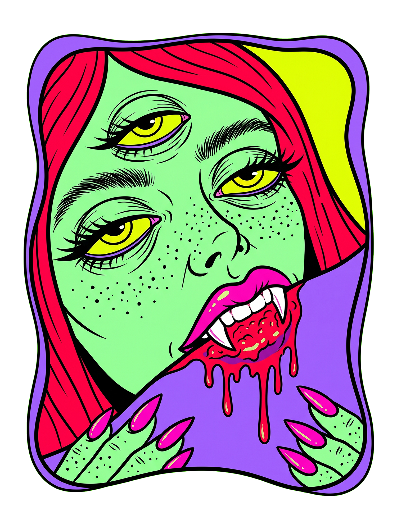 THREE-EYED VAMPIRE GIRL WASHED TSHIRT