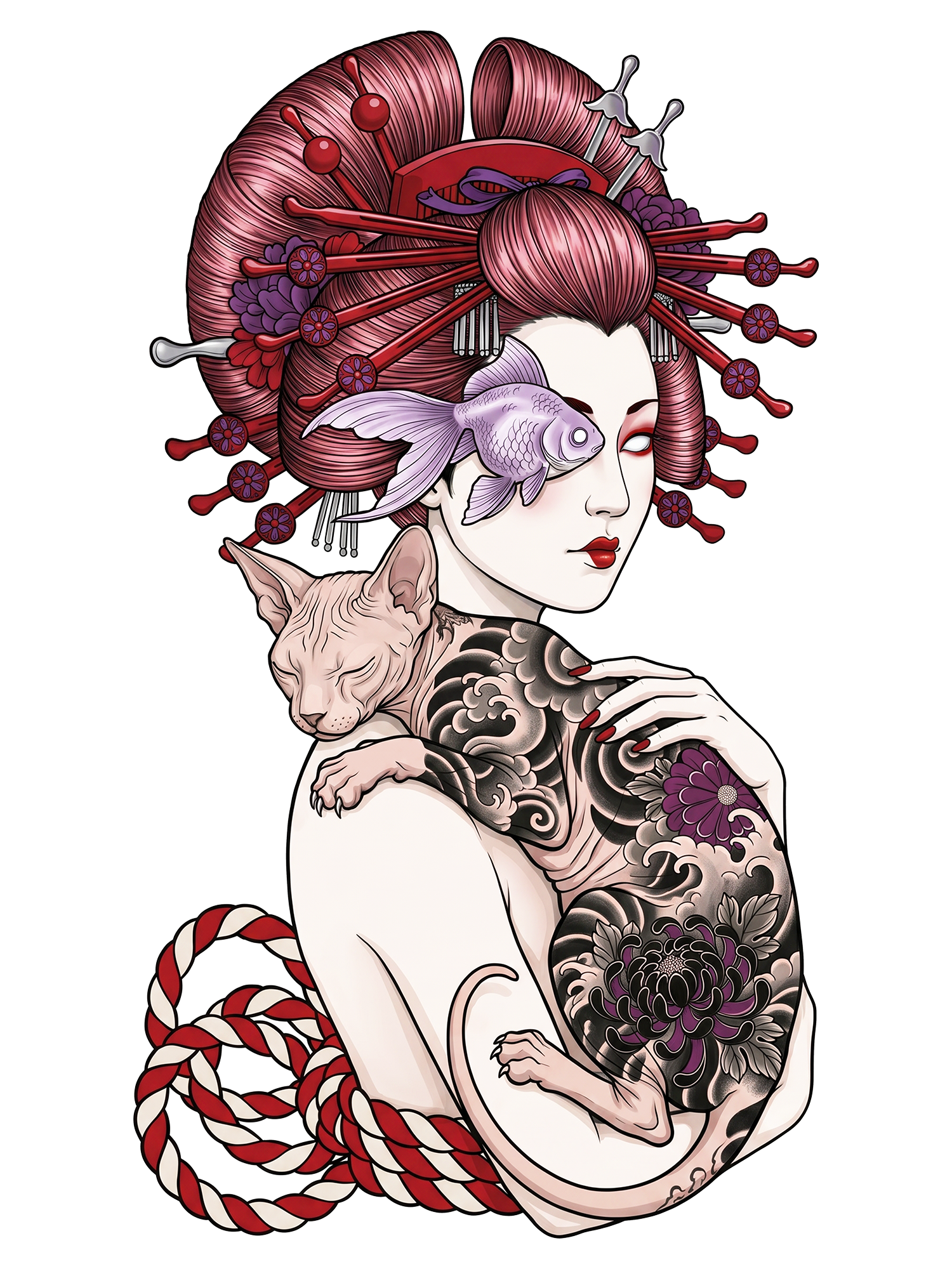 TATTOOED SPHYNX DREAM WASHED TSHIRT
