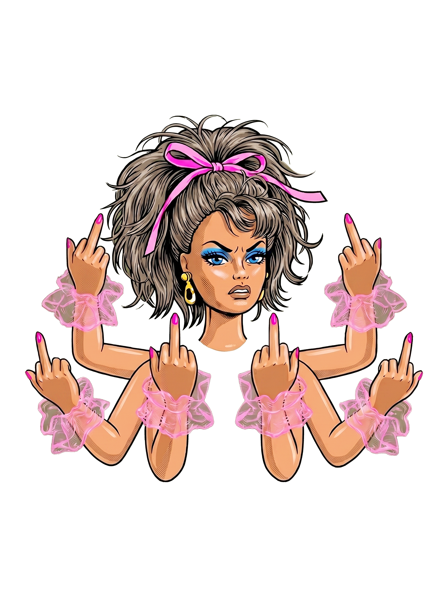 PINK BOW ATTITUDE QUEEN WASHED TSHIRT