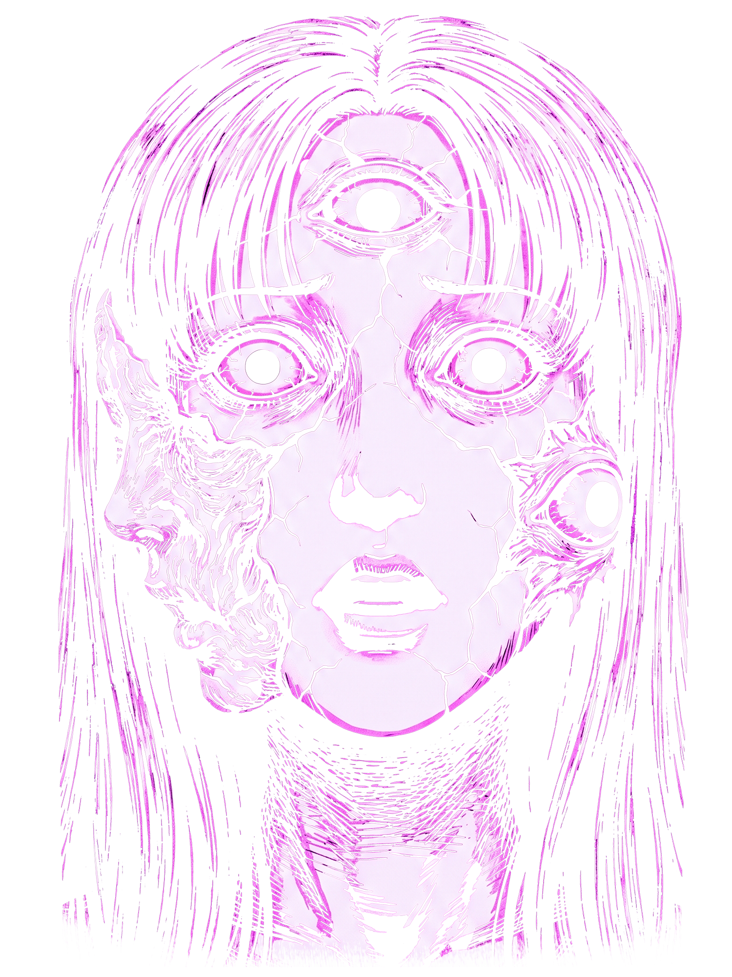 PURPLE PSYCHIC MULTI-EYE GIRL WASHED TSHIRT