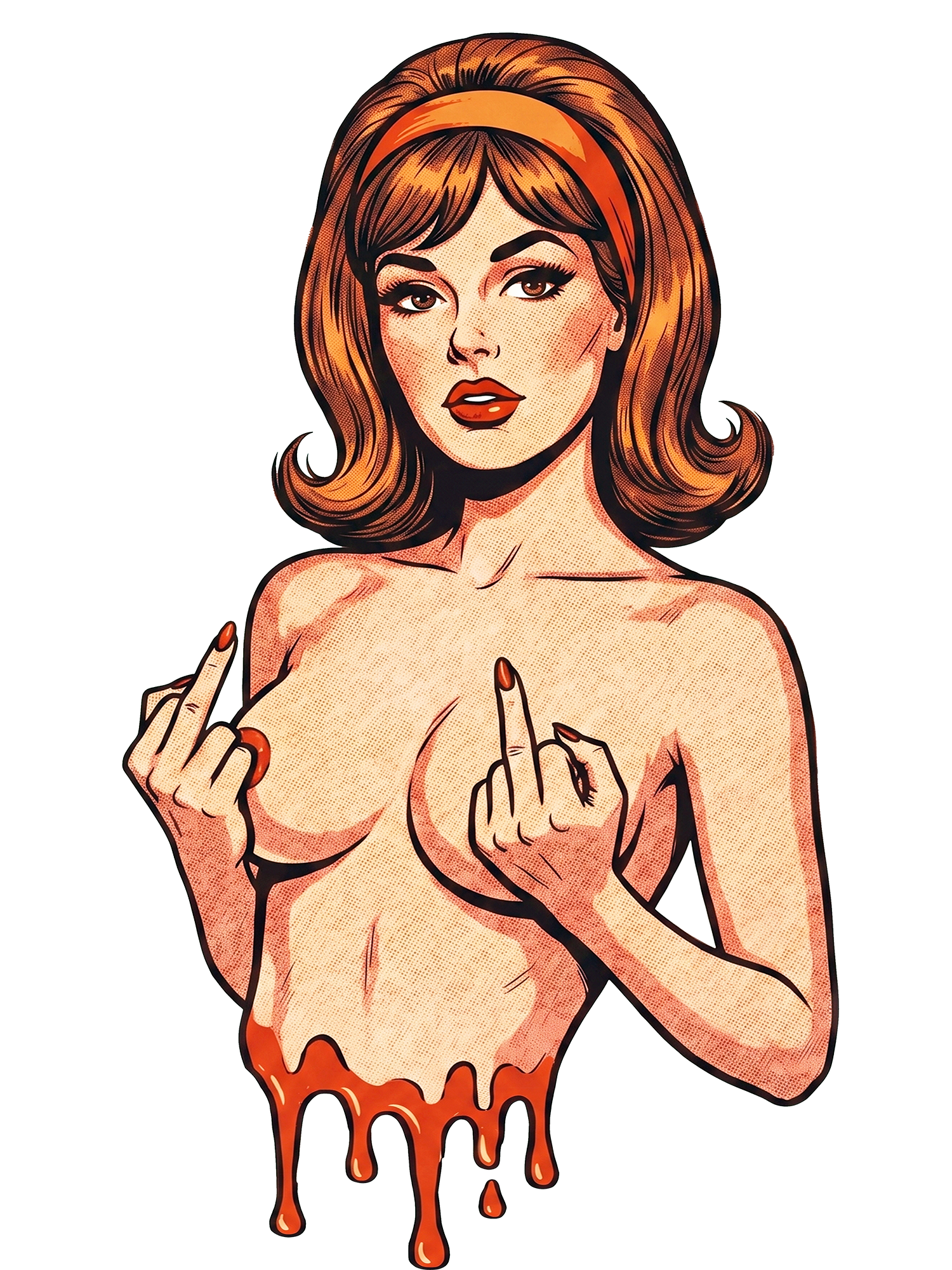 DRIPPING PIN-UP MIDDLE FINGER WASHED TSHIRT