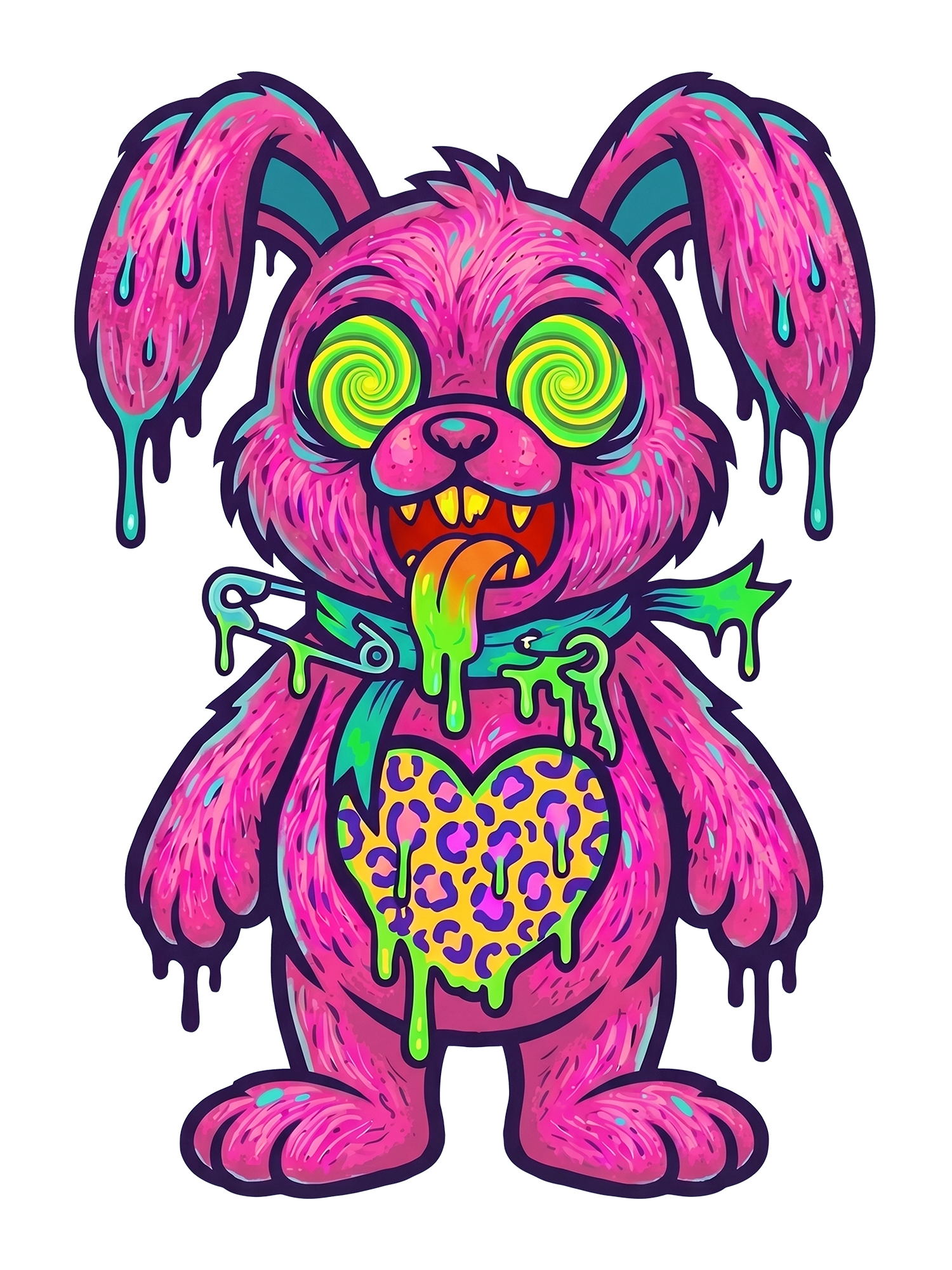PSYCHEDELIC ZOMBIE BUNNY WASHED TSHIRT