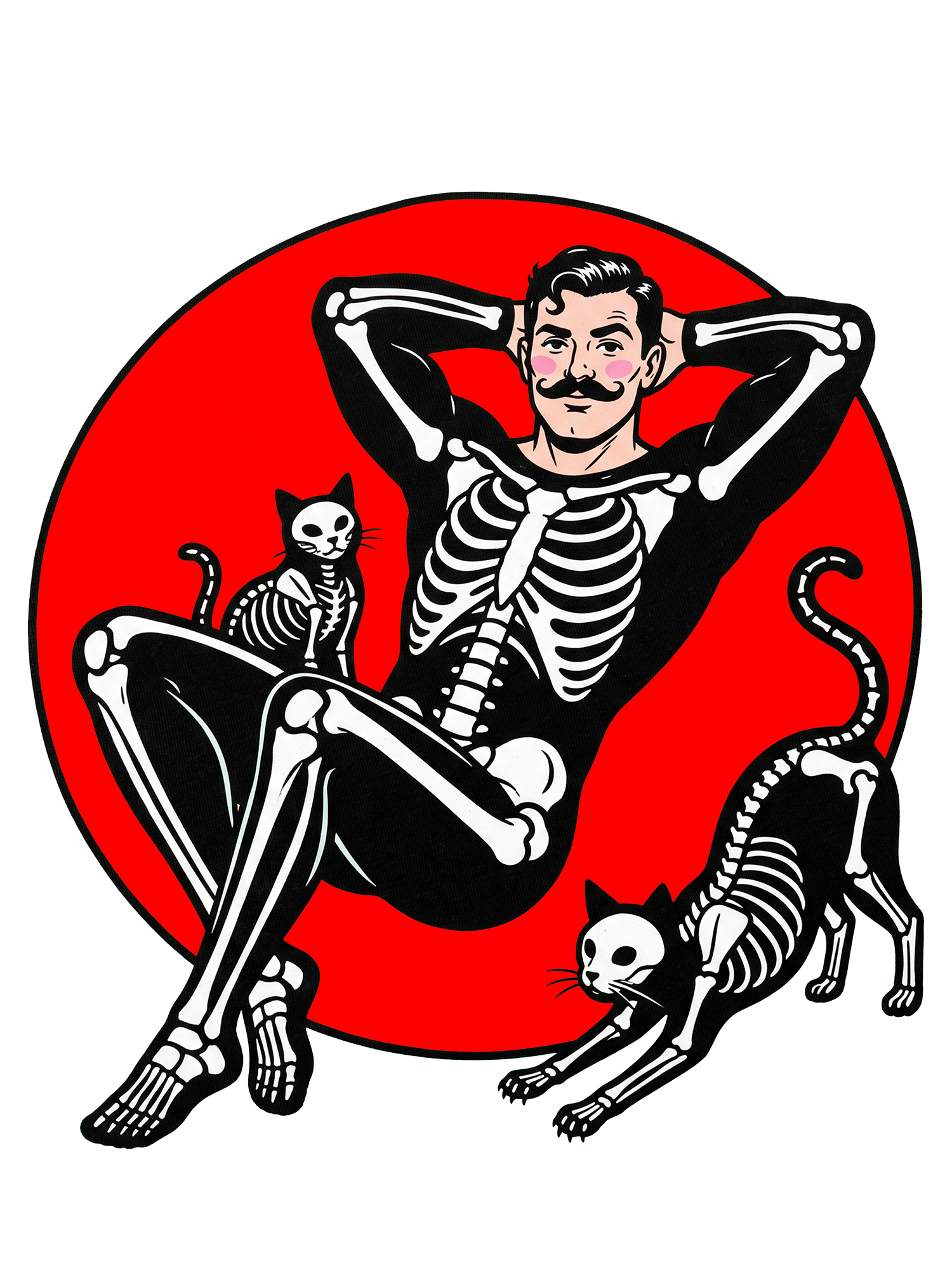 SKELETON QUEEN WITH CATS WASHED TSHIRT