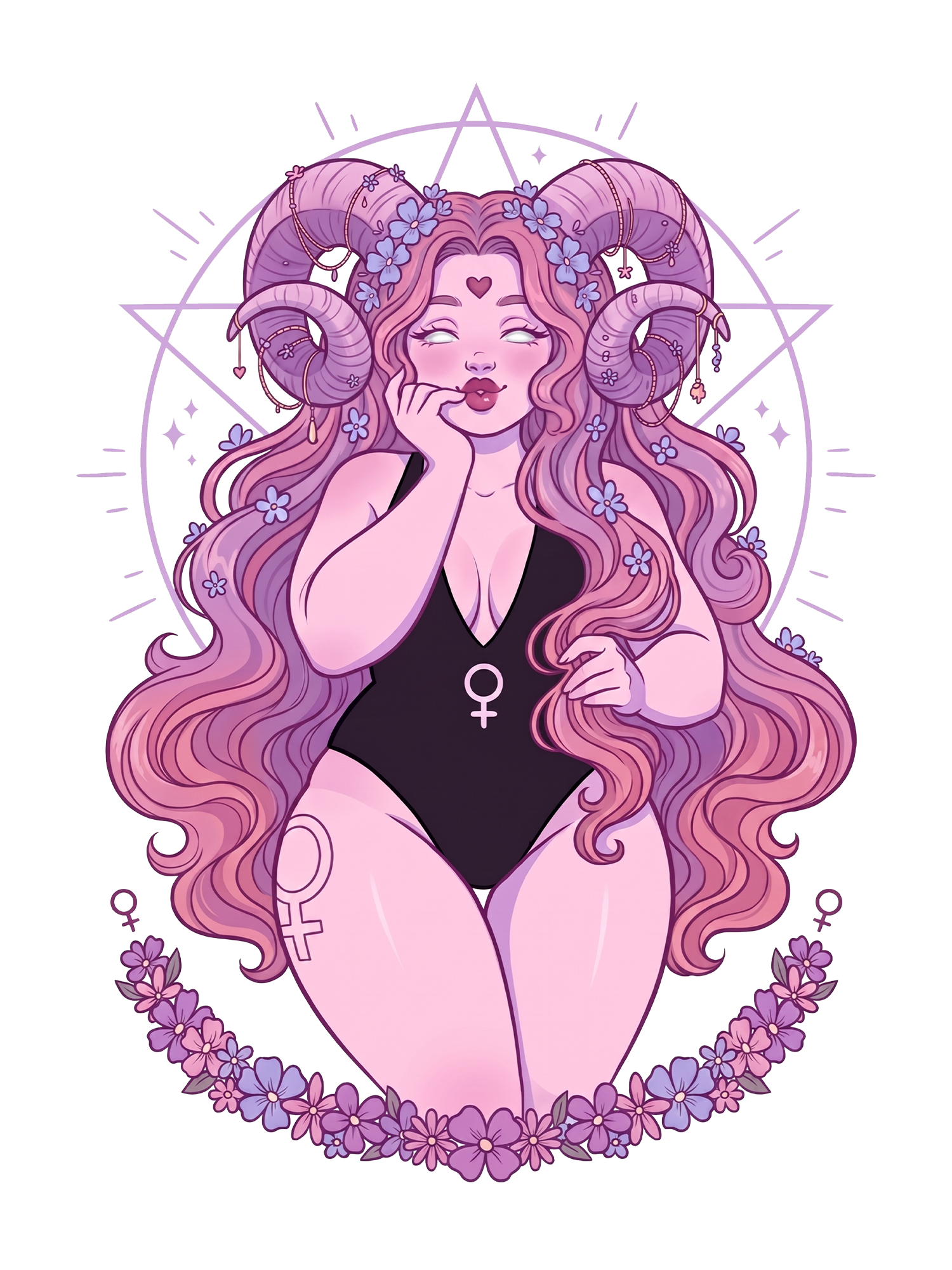 PASTEL GOTH ZODIAC LADY AAA WASHED TANK