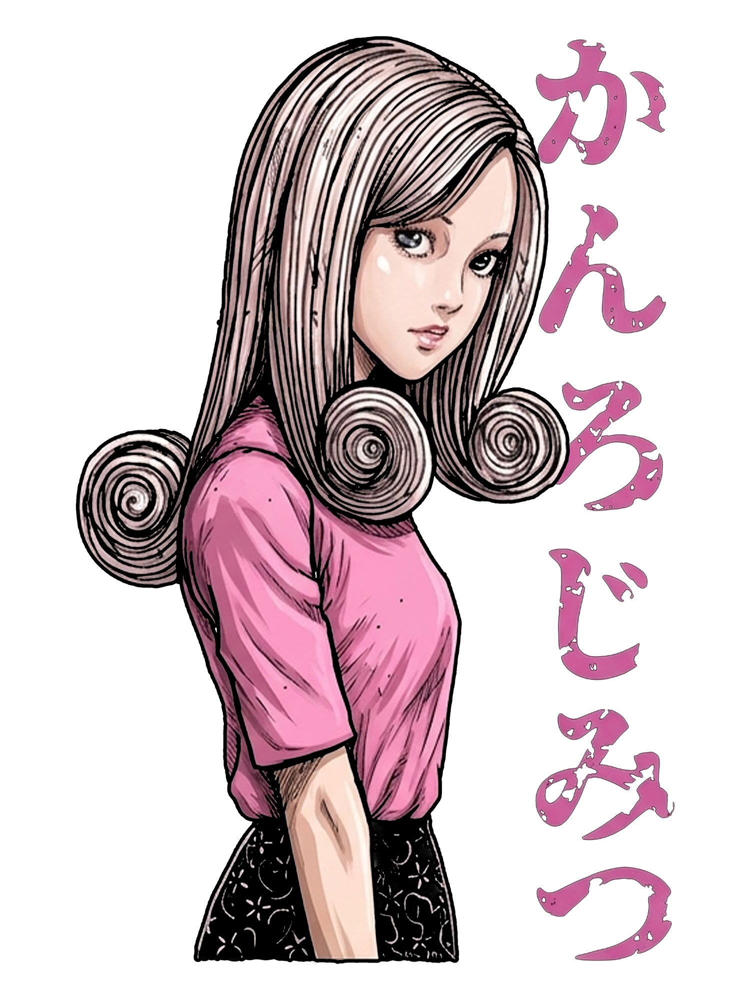 SPIRAL HAIRED GIRL IN PINK AAA WASHED TSHIRT