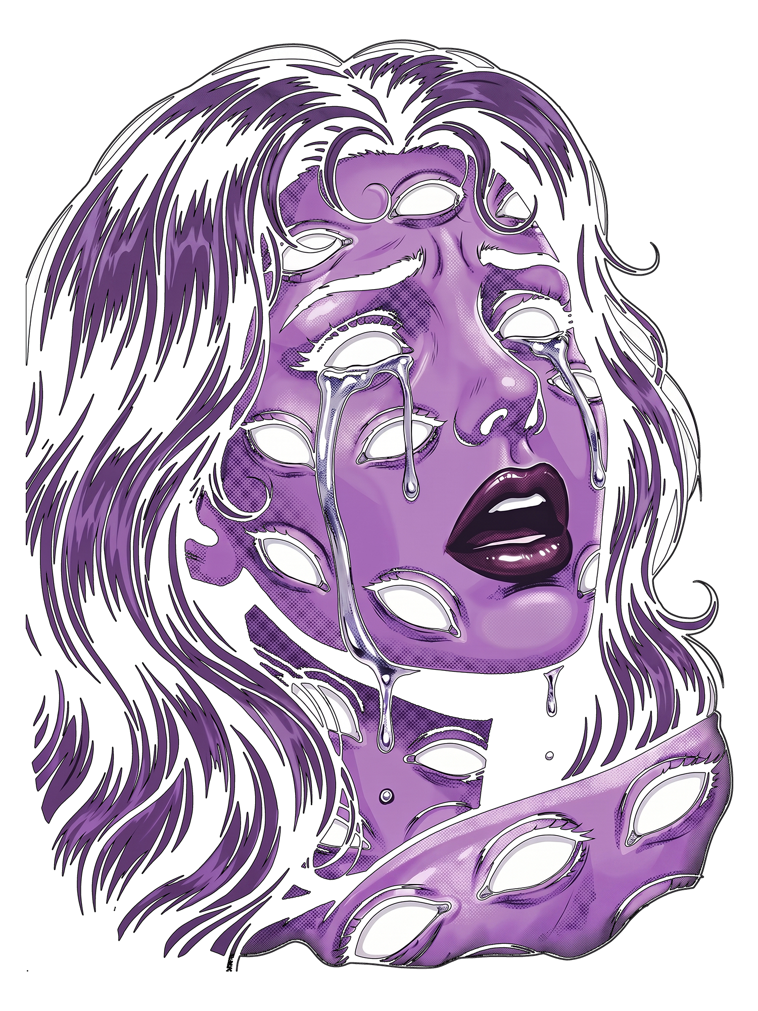 PURPLE CRYING EYES AAA WASHED TSHIRT