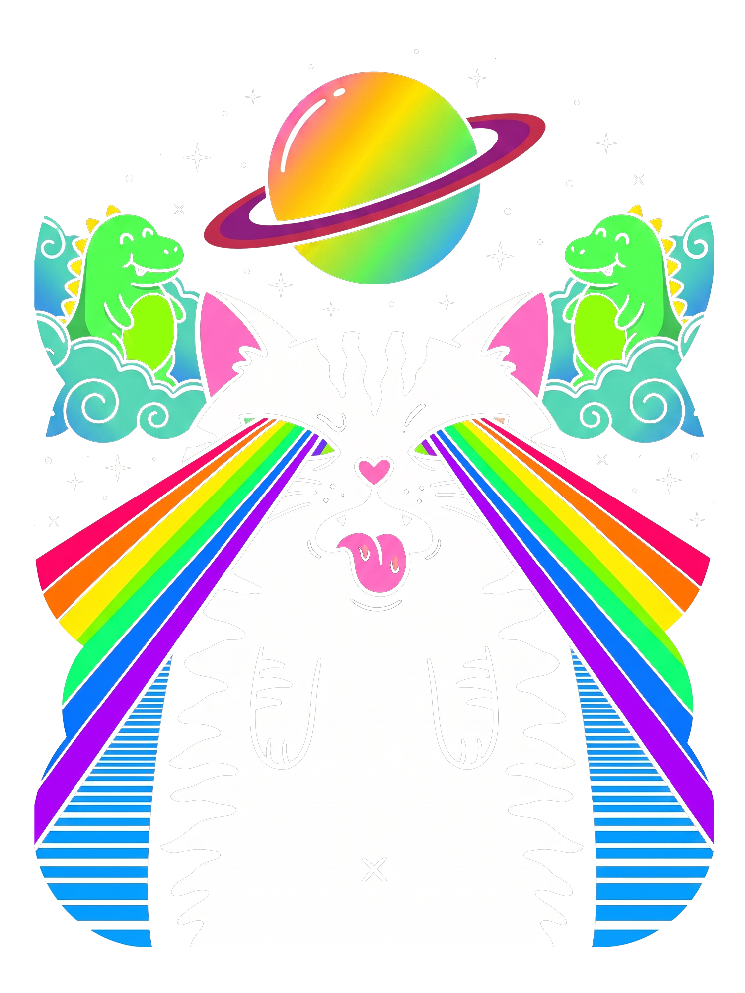 RAINBOW SPACE CAT AAA WASHED TSHIRT