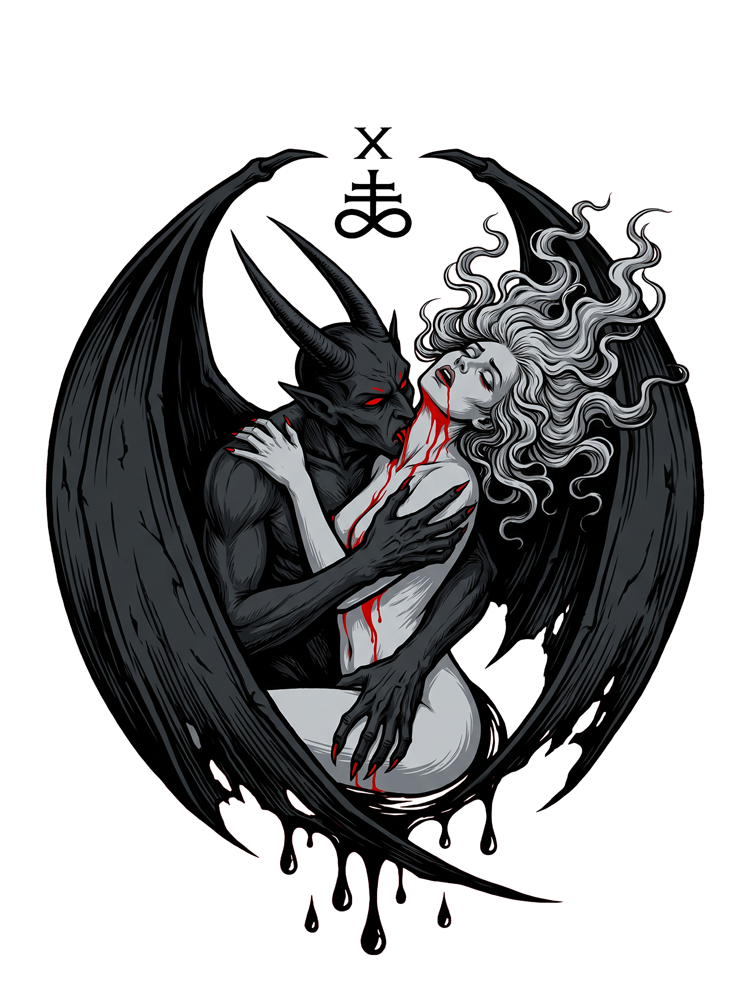 DEMON EMBRACE WASHED TSHIRT