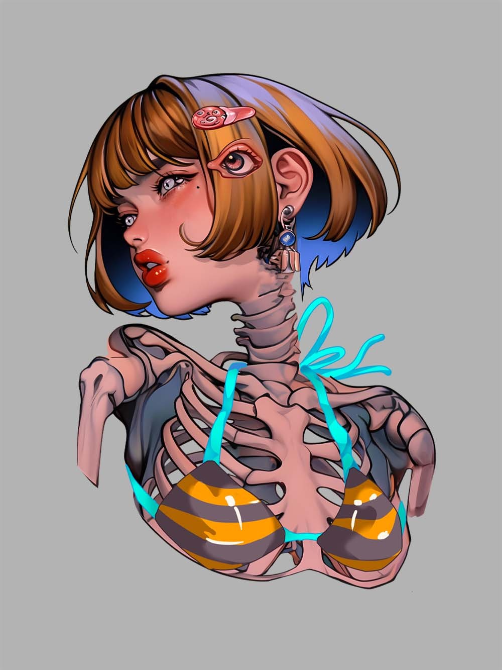 Skeleton in Stripes Washed Tshirt