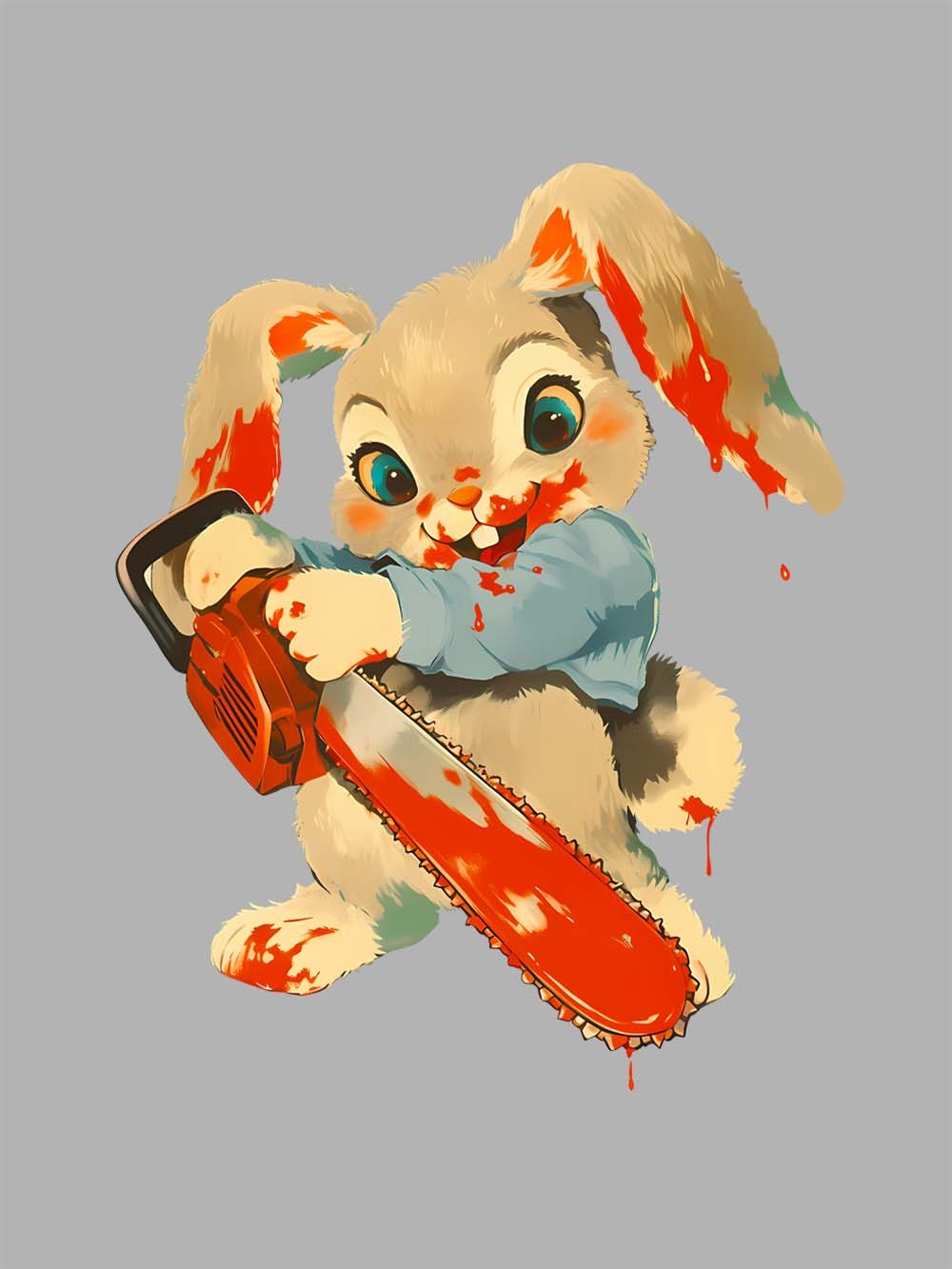 Bloody Bunny with Chainsaw Washed Tshirt