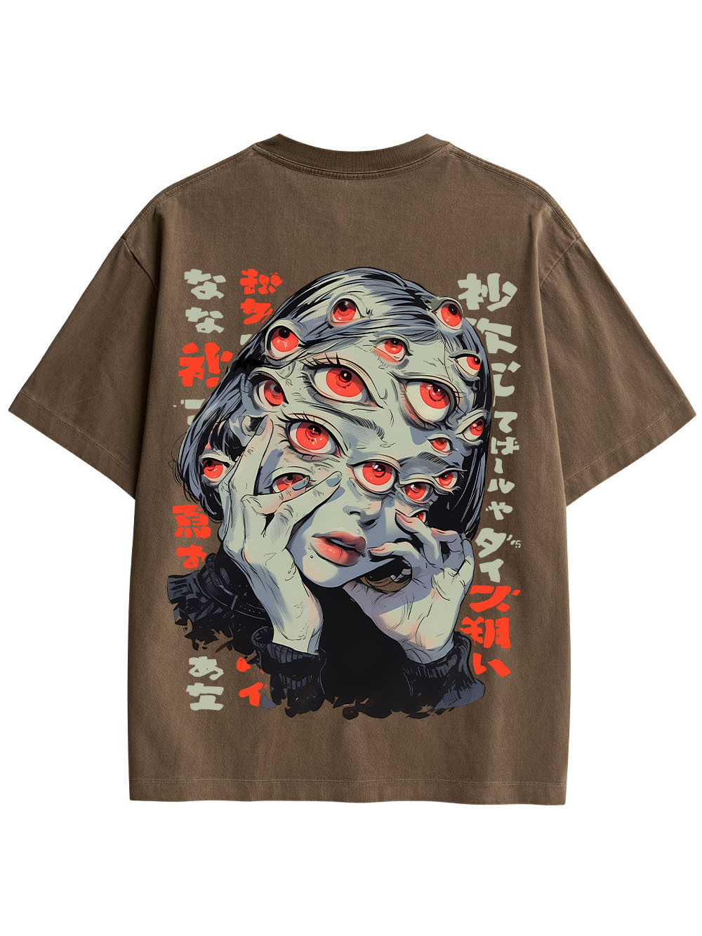 THOUSAND EYES GAZE DOUBLE SIDED PRINT WASHED TSHIRT