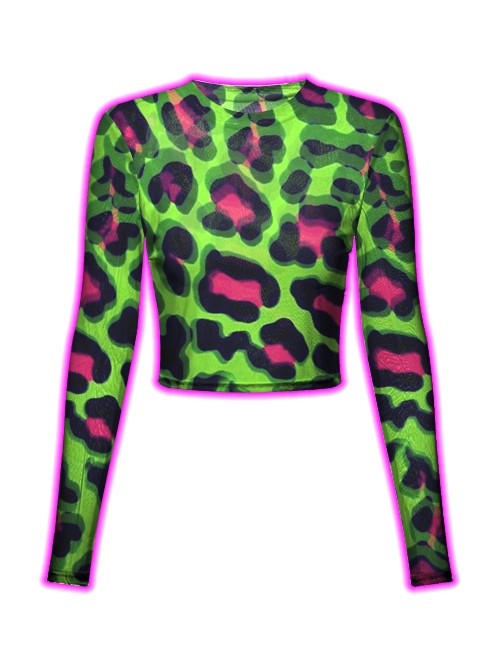 Neon Leopard Mesh Top